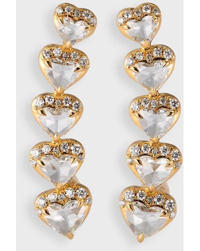 64 Facets 18k Yellow Gold Diamond Heart Ear Crawlers - Metallic