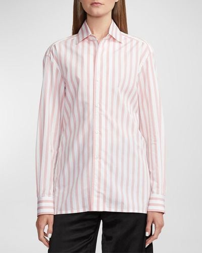 Ralph Lauren Collection Capri Umbrella Striped Collared Shirt - White