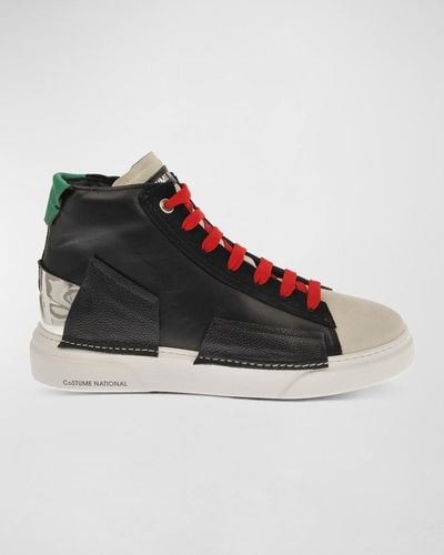 CoSTUME NATIONAL Colorblock Patch High-Top Sneakers - Black