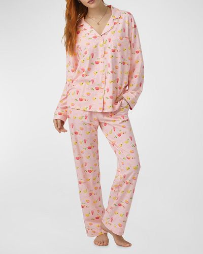 Bedhead Printed Organic Cotton Jersey Pajama Set - Pink