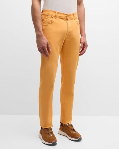 Marco Pescarolo Cotton-Silk Vintage Dyed Denim Pants - Orange