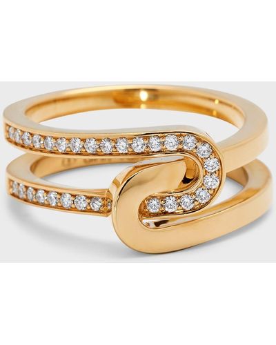 Dinh Van Yellow Gold Mail Diamond Ring, Size 54 - Metallic