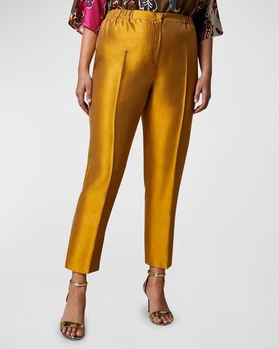 Marina Rinaldi Plus Size Nigeria Silk Cigarette Pants - Yellow