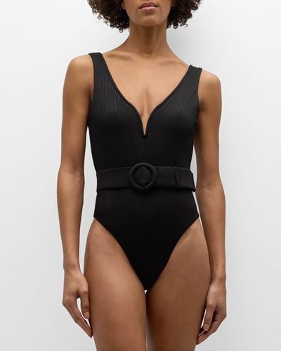 Alexandra Miro Kiki Ribbed One-Piece Swimsuit - Black