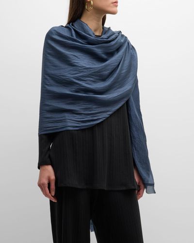 Eileen Fisher silk shibori dot scarf - brown and pearl gray