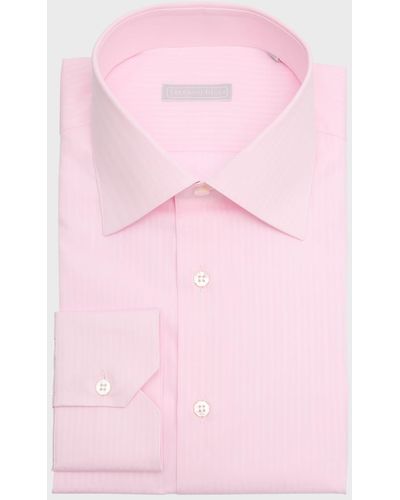 Stefano Ricci Cotton Tonal Stripe Dress Shirt - Pink