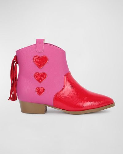 Yosi Samra Girl's Miss Dallas Heart Cowboy Boots, Toddler/kids - Pink