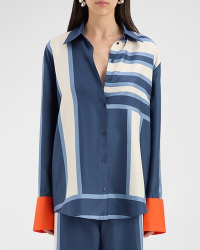 Sir. The Label Dazed Button-Front Shirt - Blue