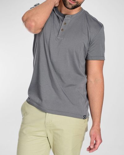 Fisher + Baker Parker Short-Sleeve Henley Shirt - Gray