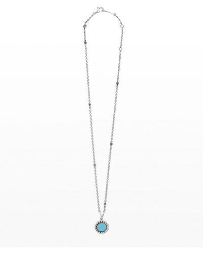 Lagos Maya 16mm Round Inlay Pendant Necklace, Blue - White