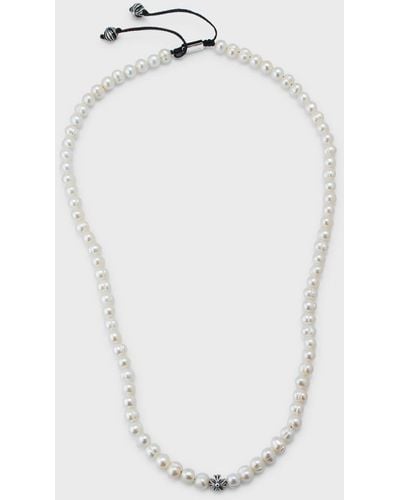 Jan Leslie Freshwater Pearl Necklace With Cross - White