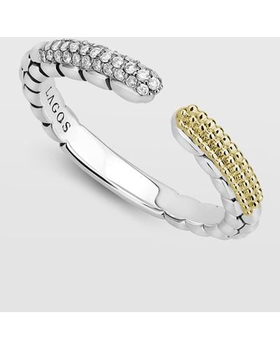 Lagos Caviar Lux Split Ring W/ Diamonds - Metallic
