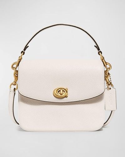 COACH Pebbled Leather Flap-Top Chain Crossbody Bag - Natural