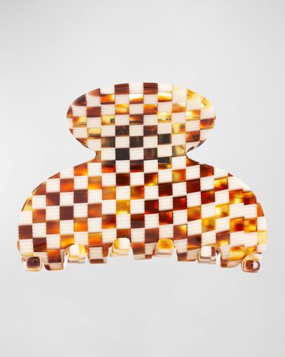 France Luxe Checkered Small Couture Jaw Clip - Orange