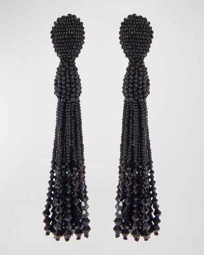 Oscar de la Renta Beaded Ombré Tassel Earrings - Black
