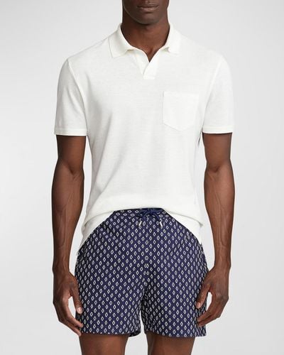Ralph Lauren Purple Label Slim-Fit Cotton Silk Linen-Blend Polo Shirt - White