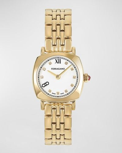Ferragamo 23mm Soft Square Watch With Bracelet Strap, Yellow Gold - Metallic