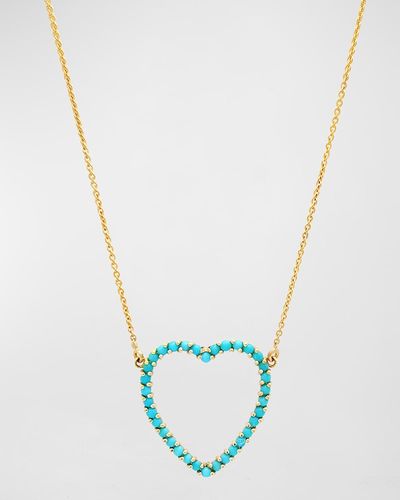 Jennifer Meyer Large Open Heart Necklace - Blue