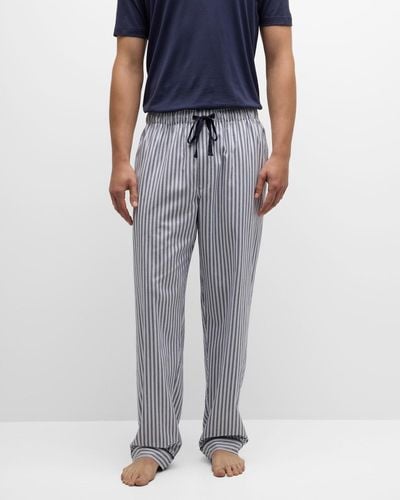 Petite Plume Cotton Multi-Stripe Pajama Pants - Blue