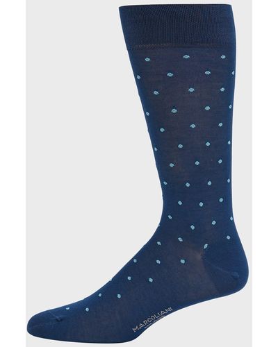 Marcoliani Polka Dot Crew Socks - Blue