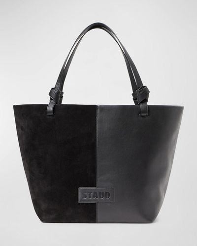 STAUD Ida Suede & Leather Tote Bag - Black