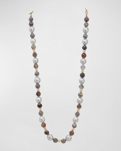 Armenta 18k Yellow Gold Necklace With Silver Edison Pearls - White