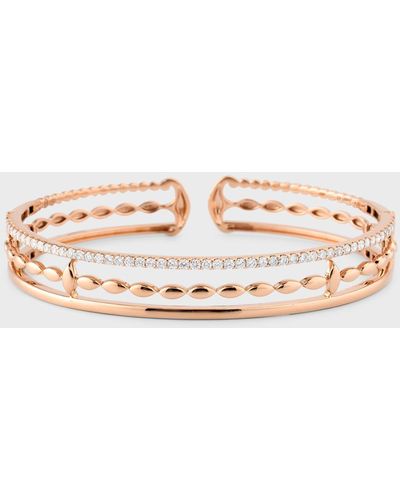 Etho Maria 18k Pink Gold 3 Row Bracelet With Diamonds - White