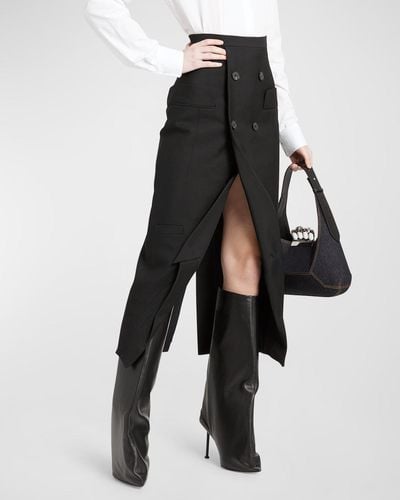 Alexander McQueen Wool Blazer-inspired Pencil Skirt With Lapel Hem - White