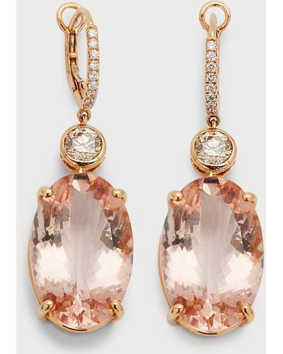 Alexander Laut 18k Rose Gold Earrings With Vs/gh Diamonds And Morganite - Natural