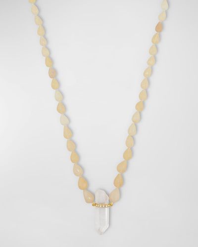 JIA JIA Teardrop Opal And Crystal Quartz Necklace With Diamonds - White