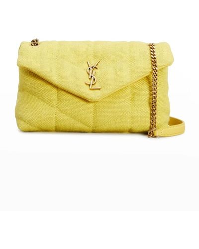 Saint Laurent Toy Loulou Puffer Quilted Canvas Crossbody Bag - Yellow
