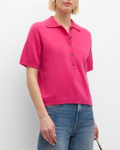 NAADAM Cashmere Short-Sleeve Polo - Pink