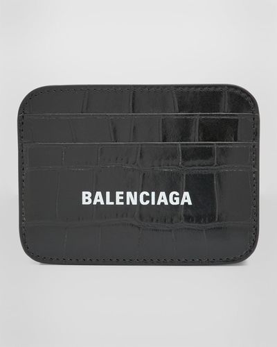 Balenciaga Cash Card Holder - Shiny Croc Embossed - Black