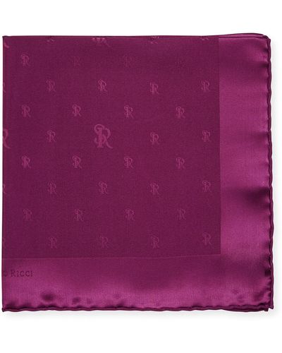 Stefano Ricci Silk Logo Pocket Square - Purple