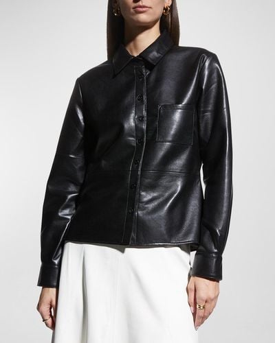 AS by DF La Nuit Recycled Leather Blouse - Black