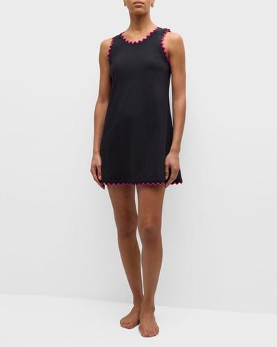 Karla Colletto Amaya Contrast-Trim Mini Dress - Black
