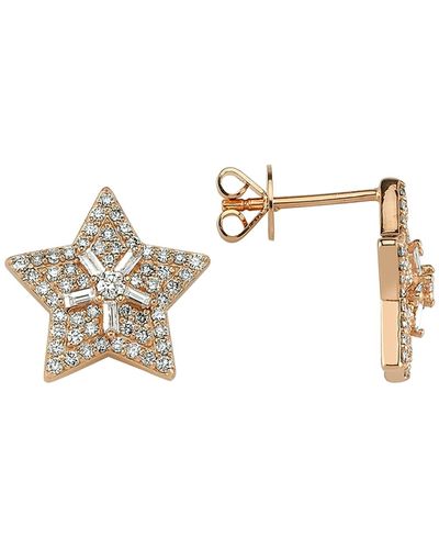 BeeGoddess 14k Rose Gold Diamond Sirius Stud Earrings - Metallic