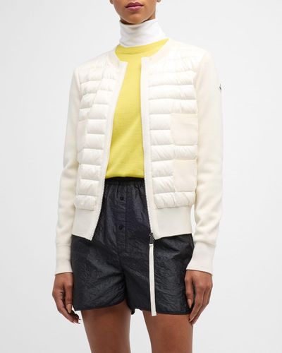 Moncler Zip-Up Wool Cardigan With Puffer Front - White