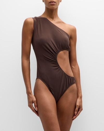 Norma Kamali Sunburst Cutout One-Piece Swimsuit - Brown
