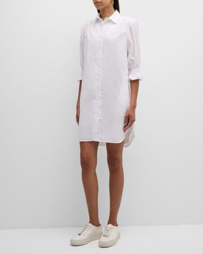 Finley Miller Eyelet Striped Midi Shirtdress - White