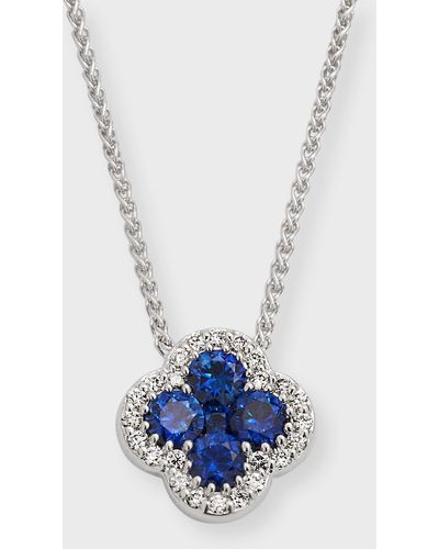 Neiman Marcus 18k White Gold Diamond And Sapphire Pendant Necklace