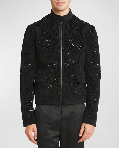 Balmain Baroque Embroidered Bomber Jacket - Black