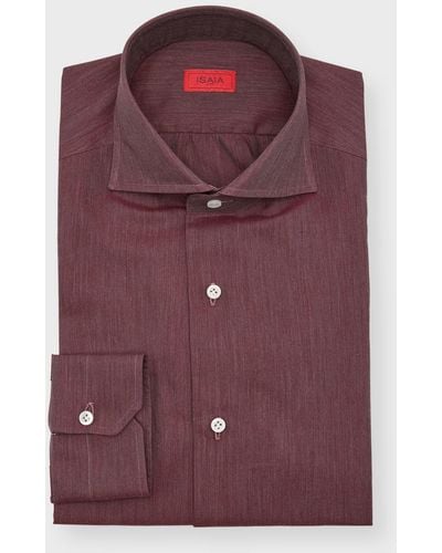 Isaia Solid Chambray Sport Shirt - Purple