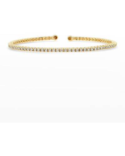 Jennifer Meyer Yellow Gold Small 4-prong Diamond Cuff Bracelet - White