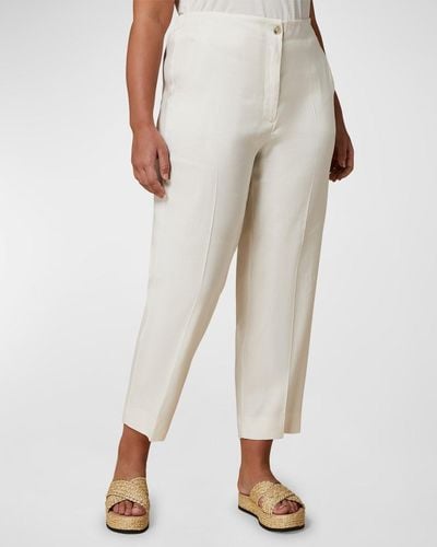 Marina Rinaldi Plus Size Gerona Cropped Linen-Cotton Pants - Natural