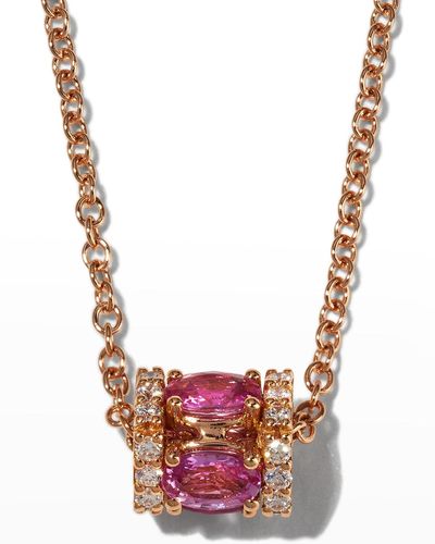 Miseno 18k Rose Gold Pink Sapphire Necklace With Diamonds - White