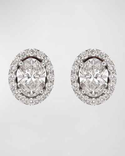 Krisonia 18k White Gold Earrings With Diamond Ovals - Metallic