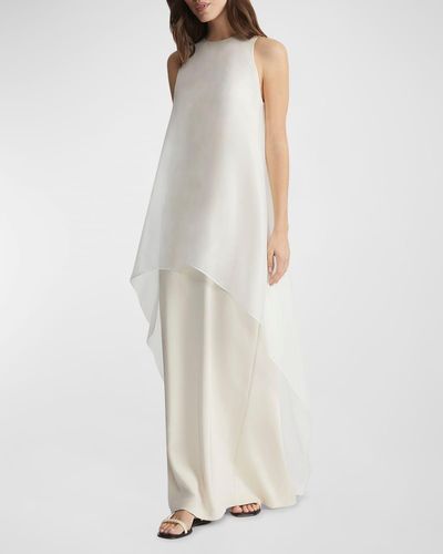 Lafayette 148 New York Sleeveless Layered Organza Silk Gown - White