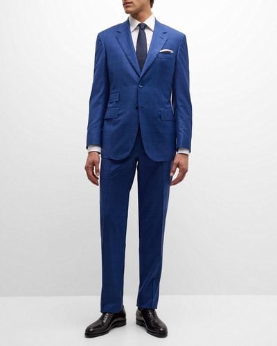Stefano Ricci Wool Plaid Suit - Blue