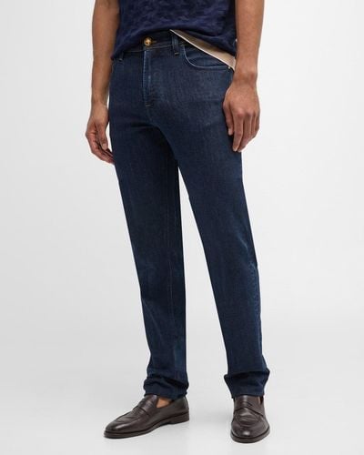 Stefano Ricci Straight-Leg Dark Wash Denim Jeans - Blue